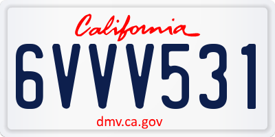CA license plate 6VVV531