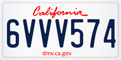 CA license plate 6VVV574