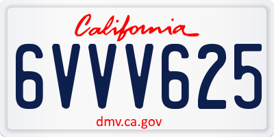 CA license plate 6VVV625