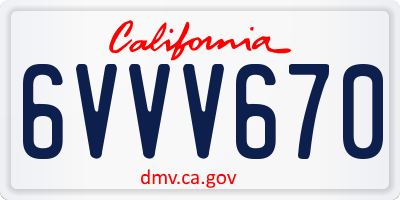 CA license plate 6VVV670