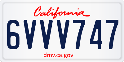 CA license plate 6VVV747