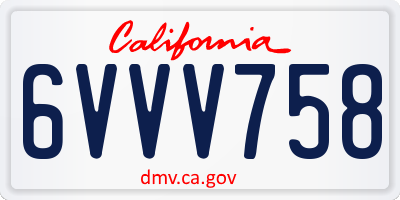CA license plate 6VVV758