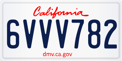 CA license plate 6VVV782