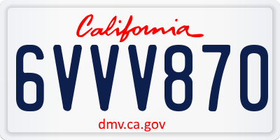 CA license plate 6VVV870