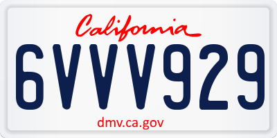 CA license plate 6VVV929