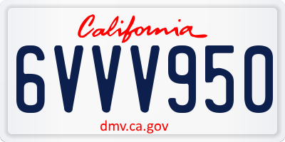 CA license plate 6VVV950