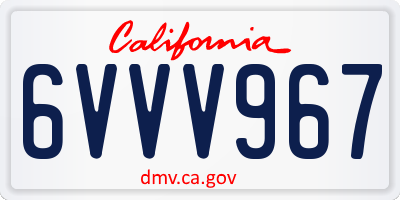 CA license plate 6VVV967