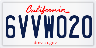 CA license plate 6VVW020