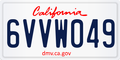 CA license plate 6VVW049