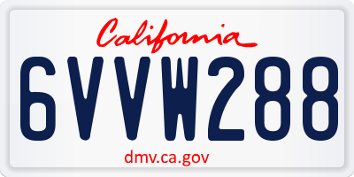 CA license plate 6VVW288