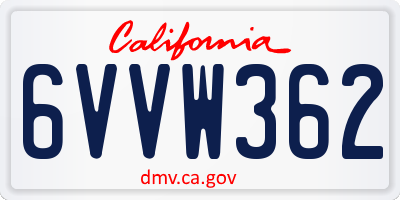 CA license plate 6VVW362