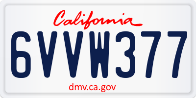 CA license plate 6VVW377