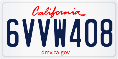 CA license plate 6VVW408