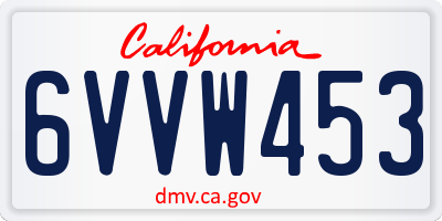 CA license plate 6VVW453