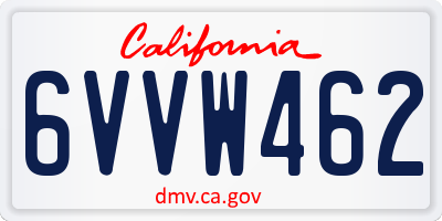 CA license plate 6VVW462