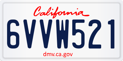 CA license plate 6VVW521