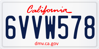 CA license plate 6VVW578