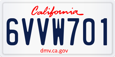 CA license plate 6VVW701