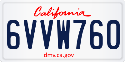 CA license plate 6VVW760