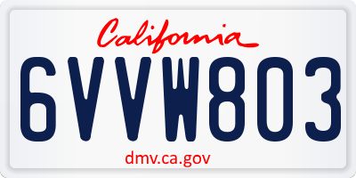 CA license plate 6VVW803