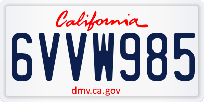 CA license plate 6VVW985