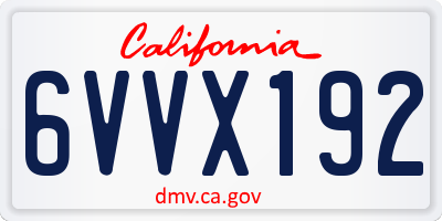 CA license plate 6VVX192