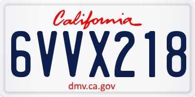 CA license plate 6VVX218