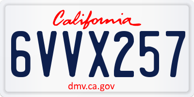 CA license plate 6VVX257