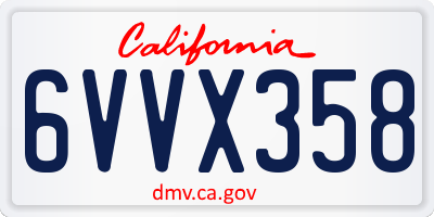 CA license plate 6VVX358