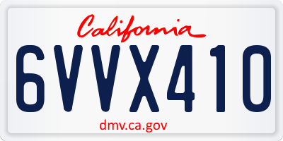 CA license plate 6VVX410