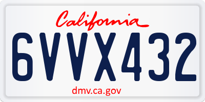 CA license plate 6VVX432
