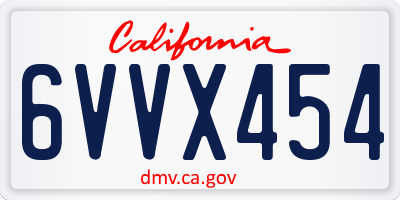 CA license plate 6VVX454