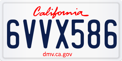 CA license plate 6VVX586