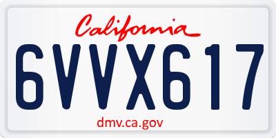 CA license plate 6VVX617