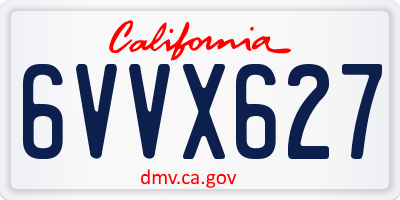CA license plate 6VVX627