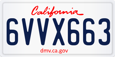 CA license plate 6VVX663