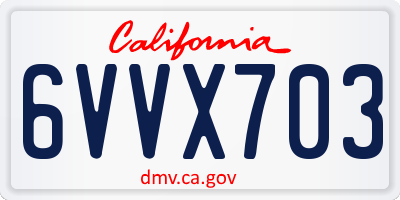 CA license plate 6VVX703