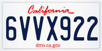 CA license plate 6VVX922