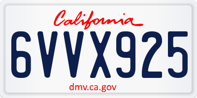 CA license plate 6VVX925