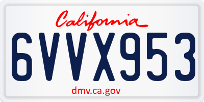 CA license plate 6VVX953