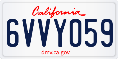 CA license plate 6VVY059