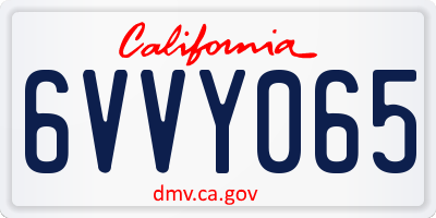 CA license plate 6VVY065