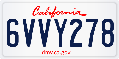 CA license plate 6VVY278