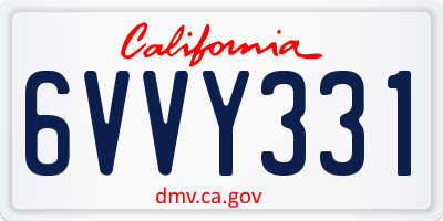 CA license plate 6VVY331