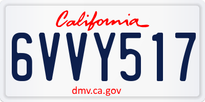 CA license plate 6VVY517