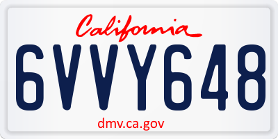 CA license plate 6VVY648