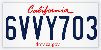 CA license plate 6VVY703