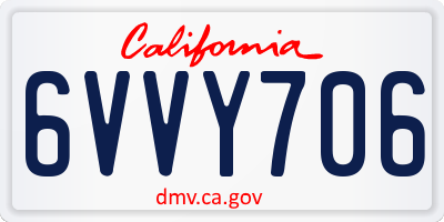 CA license plate 6VVY706