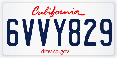 CA license plate 6VVY829