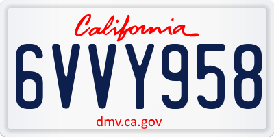 CA license plate 6VVY958